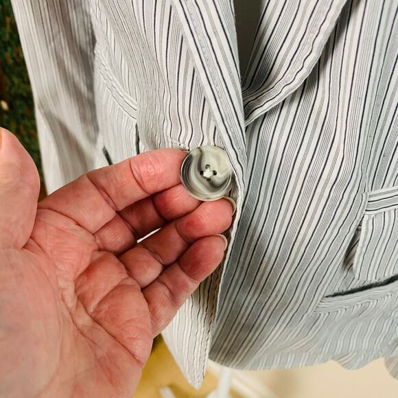 Cabi Size 6 Women's Striped Boyfriend Blazer Cotton Lightweight Jacket Lined - Picture 7 of 9